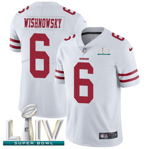 San Francisco 49ers Nike 6 Mitch Wishnowsky White Super Bowl LIV 2020 Men Stitched NFL Vapor Untouchable Limited Jersey